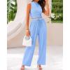 imageBTFBM Women Summer 2 Piece Outfits 2025 Beach Crew Neck Sleeveless Cropped Top Elastic Waist Wide Leg Pants Lounge SetLight Blue