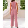 imageBTFBM Women Summer 2 Piece Outfits 2025 Beach Crew Neck Sleeveless Cropped Top Elastic Waist Wide Leg Pants Lounge SetPink