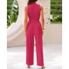 imageBTFBM Women Summer 2 Piece Outfits 2025 Beach Crew Neck Sleeveless Cropped Top Elastic Waist Wide Leg Pants Lounge SetRose Red