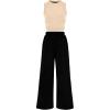 imageBTFBM Women Summer 2 Piece Outfits 2025 Beach Crew Neck Sleeveless Cropped Top Elastic Waist Wide Leg Pants Lounge SetApricot Black