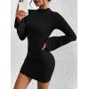 imageBTFBM Cocktail Dresses for Women 2025 Fall Fashion Bodycon Bell Long Sleeve Mock Neck Party Club Going Out Mini DressBlack