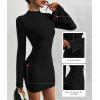 imageBTFBM Cocktail Dresses for Women 2025 Fall Fashion Bodycon Bell Long Sleeve Mock Neck Party Club Going Out Mini DressBlack