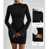 imageBTFBM Cocktail Dresses for Women 2025 Fall Fashion Bodycon Bell Long Sleeve Mock Neck Party Club Going Out Mini DressBlack