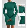 imageBTFBM Cocktail Dresses for Women 2025 Fall Fashion Bodycon Bell Long Sleeve Mock Neck Party Club Going Out Mini DressDark Green