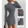 imageBTFBM Cocktail Dresses for Women 2025 Fall Fashion Bodycon Bell Long Sleeve Mock Neck Party Club Going Out Mini DressDark Grey