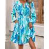 imageBTFBM Fall Dresses for Women 2025 V Neck Long Sleeve Elastic Waist Boho Beach Vacation Clothes Floral Mini Summer DressFloral Blue Green