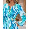 imageBTFBM Fall Dresses for Women 2025 V Neck Long Sleeve Elastic Waist Boho Beach Vacation Clothes Floral Mini Summer DressFloral Blue Green