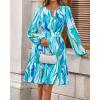 imageBTFBM Fall Dresses for Women 2025 V Neck Long Sleeve Elastic Waist Boho Beach Vacation Clothes Floral Mini Summer DressFloral Blue Green