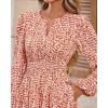 imageBTFBM Fall Dresses for Women 2025 V Neck Long Sleeve Elastic Waist Boho Beach Vacation Clothes Floral Mini Summer DressFloral Orange