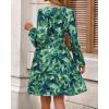 imageBTFBM Fall Dresses for Women 2025 V Neck Long Sleeve Elastic Waist Boho Beach Vacation Clothes Floral Mini Summer DressFlower Green