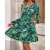 imageBTFBM Fall Dresses for Women 2025 V Neck Long Sleeve Elastic Waist Boho Beach Vacation Clothes Floral Mini Summer DressFlower Green