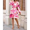 imageBTFBM Fall Dresses for Women 2025 V Neck Long Sleeve Elastic Waist Boho Beach Vacation Clothes Floral Mini Summer DressRed