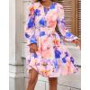 imageBTFBM Fall Dresses for Women 2025 V Neck Long Sleeve Elastic Waist Boho Beach Vacation Clothes Floral Mini Summer DressWatercolour Purple