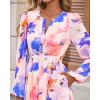 imageBTFBM Fall Dresses for Women 2025 V Neck Long Sleeve Elastic Waist Boho Beach Vacation Clothes Floral Mini Summer DressWatercolour Purple