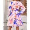 imageBTFBM Fall Dresses for Women 2025 V Neck Long Sleeve Elastic Waist Boho Beach Vacation Clothes Floral Mini Summer DressWatercolour Purple