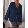 imageBTFBM Fall Fashion 2025 Button Down Cardigan Sweaters for Women Trendy V Neck Long Sleeve Knit Winter Coat OuterwearNavy Blue