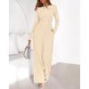 imageBTFBM Jumpsuits For Women Dressy Casual Fall Clothes 2025 Long Sleeve Knit Ruched Business Lounge Pants Rompers PocketsBeige