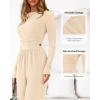 imageBTFBM Jumpsuits For Women Dressy Casual Fall Clothes 2025 Long Sleeve Knit Ruched Business Lounge Pants Rompers PocketsBeige