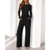 imageBTFBM Jumpsuits For Women Dressy Casual Fall Clothes 2025 Long Sleeve Knit Ruched Business Lounge Pants Rompers PocketsBlack