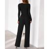 imageBTFBM Jumpsuits For Women Dressy Casual Fall Clothes 2025 Long Sleeve Knit Ruched Business Lounge Pants Rompers PocketsBlack
