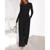 imageBTFBM Jumpsuits For Women Dressy Casual Fall Clothes 2025 Long Sleeve Knit Ruched Business Lounge Pants Rompers PocketsBlack