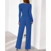 imageBTFBM Jumpsuits For Women Dressy Casual Fall Clothes 2025 Long Sleeve Knit Ruched Business Lounge Pants Rompers PocketsBlue