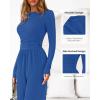 imageBTFBM Jumpsuits For Women Dressy Casual Fall Clothes 2025 Long Sleeve Knit Ruched Business Lounge Pants Rompers PocketsBlue