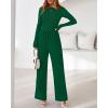 imageBTFBM Jumpsuits For Women Dressy Casual Fall Clothes 2025 Long Sleeve Knit Ruched Business Lounge Pants Rompers PocketsDark Green