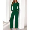 imageBTFBM Jumpsuits For Women Dressy Casual Fall Clothes 2025 Long Sleeve Knit Ruched Business Lounge Pants Rompers PocketsDark Green