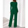 imageBTFBM Jumpsuits For Women Dressy Casual Fall Clothes 2025 Long Sleeve Knit Ruched Business Lounge Pants Rompers PocketsDark Green