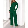 imageBTFBM Jumpsuits For Women Dressy Casual Fall Clothes 2025 Long Sleeve Knit Ruched Business Lounge Pants Rompers PocketsDark Green