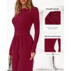 imageBTFBM Jumpsuits For Women Dressy Casual Fall Clothes 2025 Long Sleeve Knit Ruched Business Lounge Pants Rompers PocketsDark Red