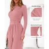 imageBTFBM Jumpsuits For Women Dressy Casual Fall Clothes 2025 Long Sleeve Knit Ruched Business Lounge Pants Rompers PocketsGrey Pink