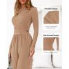 imageBTFBM Jumpsuits For Women Dressy Casual Fall Clothes 2025 Long Sleeve Knit Ruched Business Lounge Pants Rompers PocketsKhaki