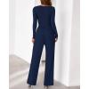 imageBTFBM Jumpsuits For Women Dressy Casual Fall Clothes 2025 Long Sleeve Knit Ruched Business Lounge Pants Rompers PocketsNavy