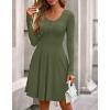 imageBTFBM Long Sleeve Dress for Women Casual Ribbed Knit Crew Neck Button Down Empire Waist A Line Flowy 2025 Fall DressesArmy Green