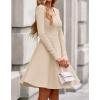 imageBTFBM Long Sleeve Dress for Women Casual Ribbed Knit Crew Neck Button Down Empire Waist A Line Flowy 2025 Fall DressesBeige