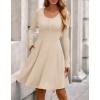imageBTFBM Long Sleeve Dress for Women Casual Ribbed Knit Crew Neck Button Down Empire Waist A Line Flowy 2025 Fall DressesBeige