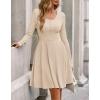 imageBTFBM Long Sleeve Dress for Women Casual Ribbed Knit Crew Neck Button Down Empire Waist A Line Flowy 2025 Fall DressesBeige