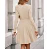 imageBTFBM Long Sleeve Dress for Women Casual Ribbed Knit Crew Neck Button Down Empire Waist A Line Flowy 2025 Fall DressesBeige