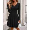 imageBTFBM Long Sleeve Dress for Women Casual Ribbed Knit Crew Neck Button Down Empire Waist A Line Flowy 2025 Fall DressesBlack