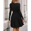 imageBTFBM Long Sleeve Dress for Women Casual Ribbed Knit Crew Neck Button Down Empire Waist A Line Flowy 2025 Fall DressesBlack