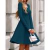 imageBTFBM Long Sleeve Dress for Women Casual Ribbed Knit Crew Neck Button Down Empire Waist A Line Flowy 2025 Fall DressesLake Blue