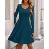 imageBTFBM Long Sleeve Dress for Women Casual Ribbed Knit Crew Neck Button Down Empire Waist A Line Flowy 2025 Fall DressesLake Blue