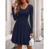 imageBTFBM Long Sleeve Dress for Women Casual Ribbed Knit Crew Neck Button Down Empire Waist A Line Flowy 2025 Fall DressesNavy