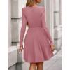 imageBTFBM Long Sleeve Dress for Women Casual Ribbed Knit Crew Neck Button Down Empire Waist A Line Flowy 2025 Fall DressesPink