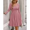 imageBTFBM Long Sleeve Dress for Women Casual Ribbed Knit Crew Neck Button Down Empire Waist A Line Flowy 2025 Fall DressesPink
