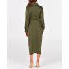 imageBTFBM Maxi Dresses for Women Fall 2025 Long Sleeve Lapel Neck Button Down Elegant Satin Belted Ruched Summer Shirt DressArmy Green