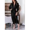 imageBTFBM Maxi Dresses for Women Fall 2025 Long Sleeve Lapel Neck Button Down Elegant Satin Belted Ruched Summer Shirt DressBlack
