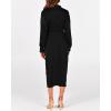 imageBTFBM Maxi Dresses for Women Fall 2025 Long Sleeve Lapel Neck Button Down Elegant Satin Belted Ruched Summer Shirt DressBlack
